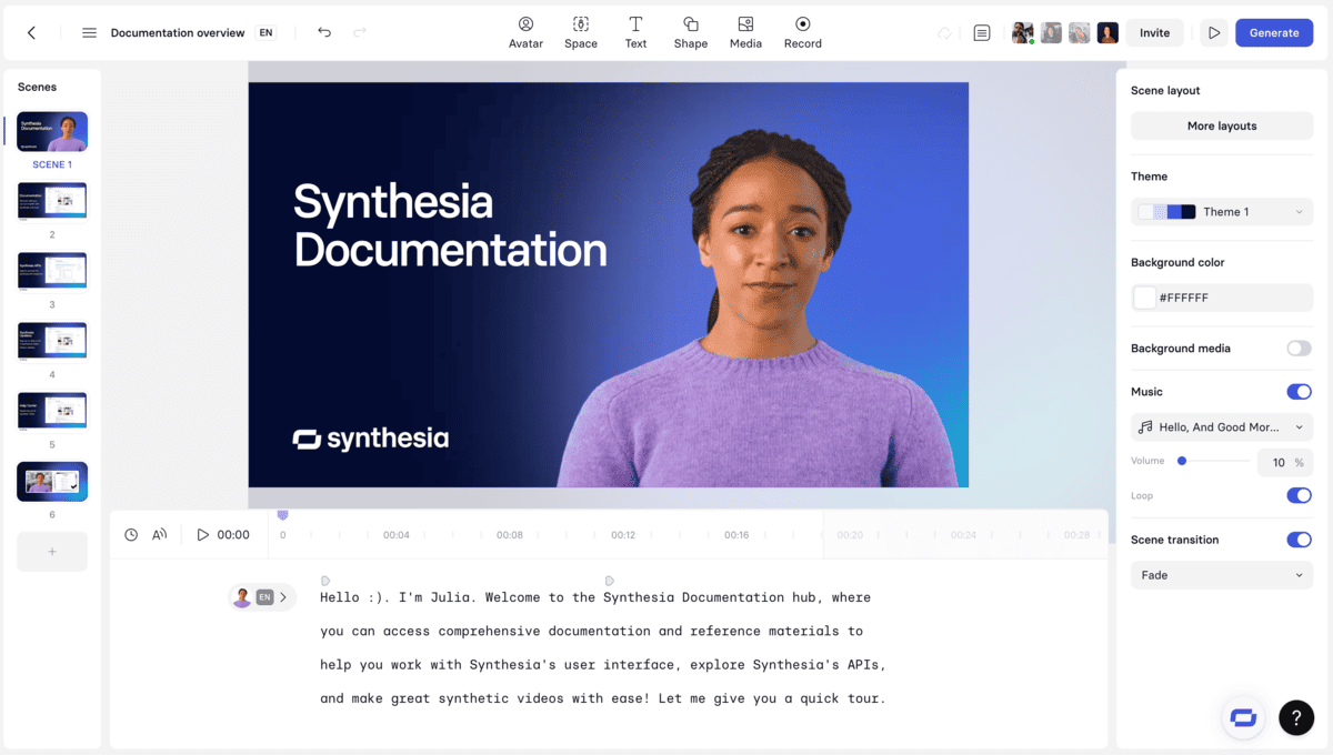 Thiết kế giao diện của Synthesia